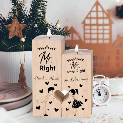 Herzförmiger Kerzenhalter Hochzeit Verlobung Geschenkidee Holz gravur