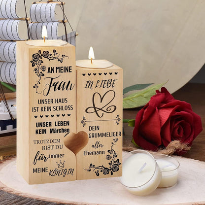 Kerzenständer Ich Liebe Dich Geschenk Frauen Männer Paar Holz gravur