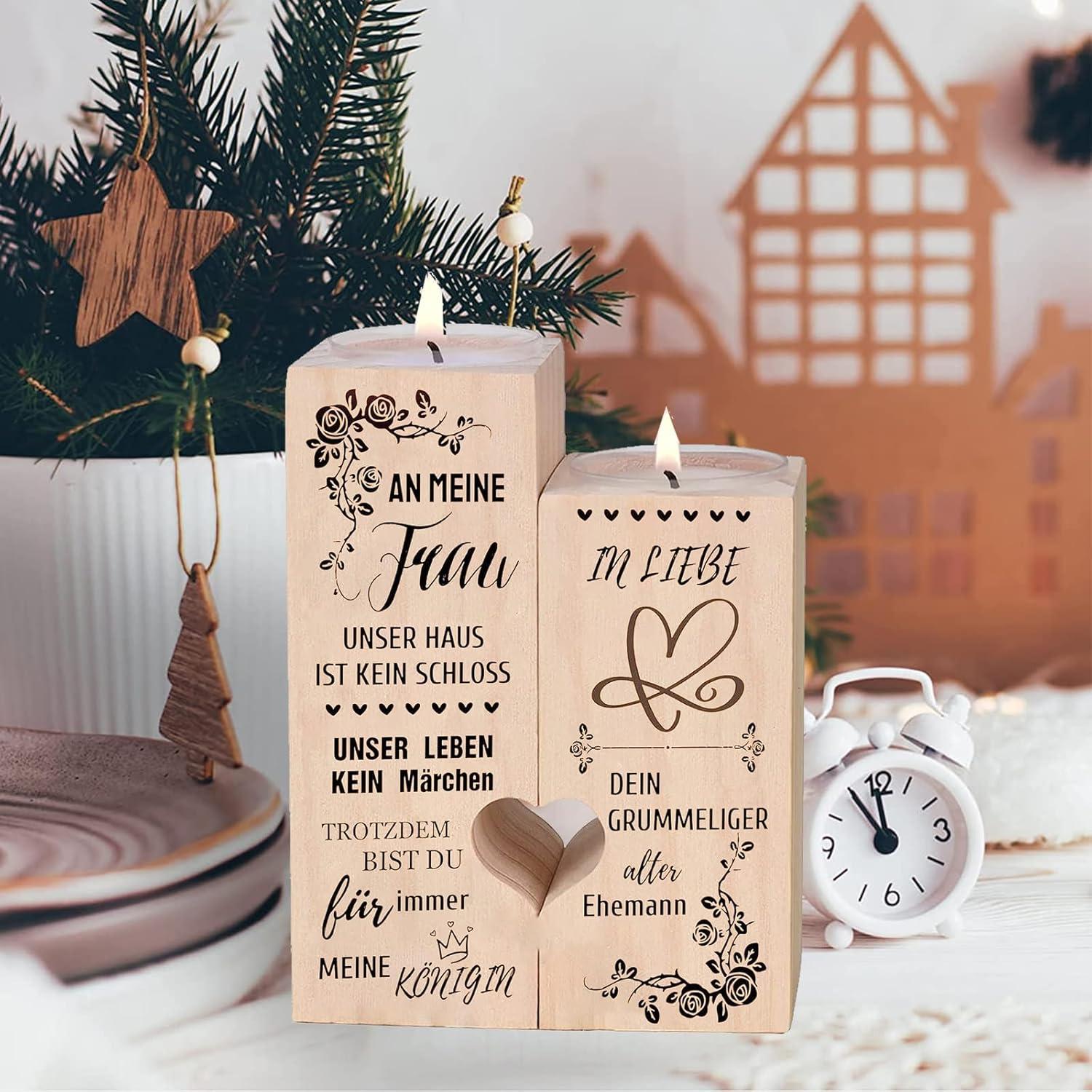 Geschenk Ehefrau Kerzenständer Holz Liebe Jahrestag Valentinstag