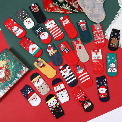 Weihnachtssocken Adventskalender 24 Paar Damen Kuschelsocken 2024