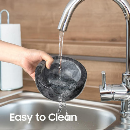 Großes Marmor-Mörser-Set 14cm Schwarz Naturstein Küchenmühle