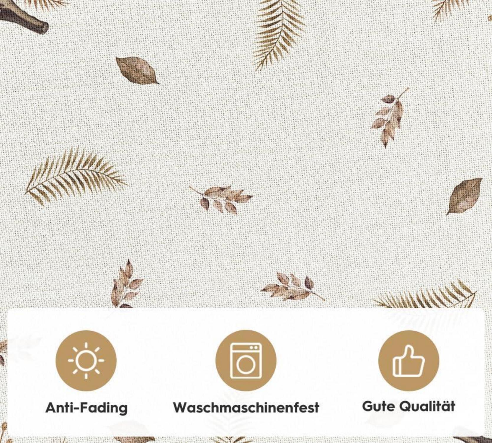 Herbst Tischdecke Streifen Kürbisse Blätter 85x85 cm Beige