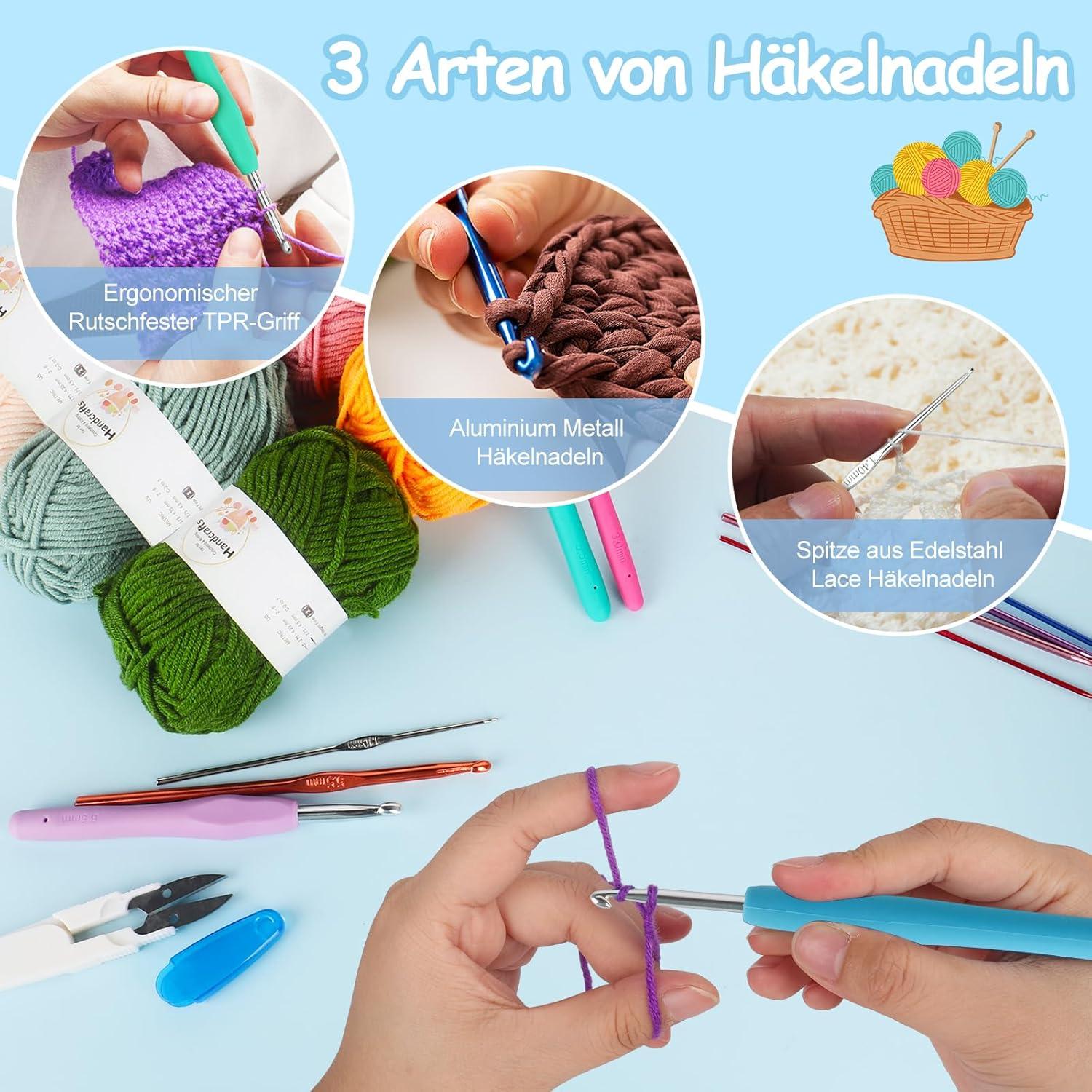 112-teiliges Häkelset mit Wolle und Zubehör für Anfänger