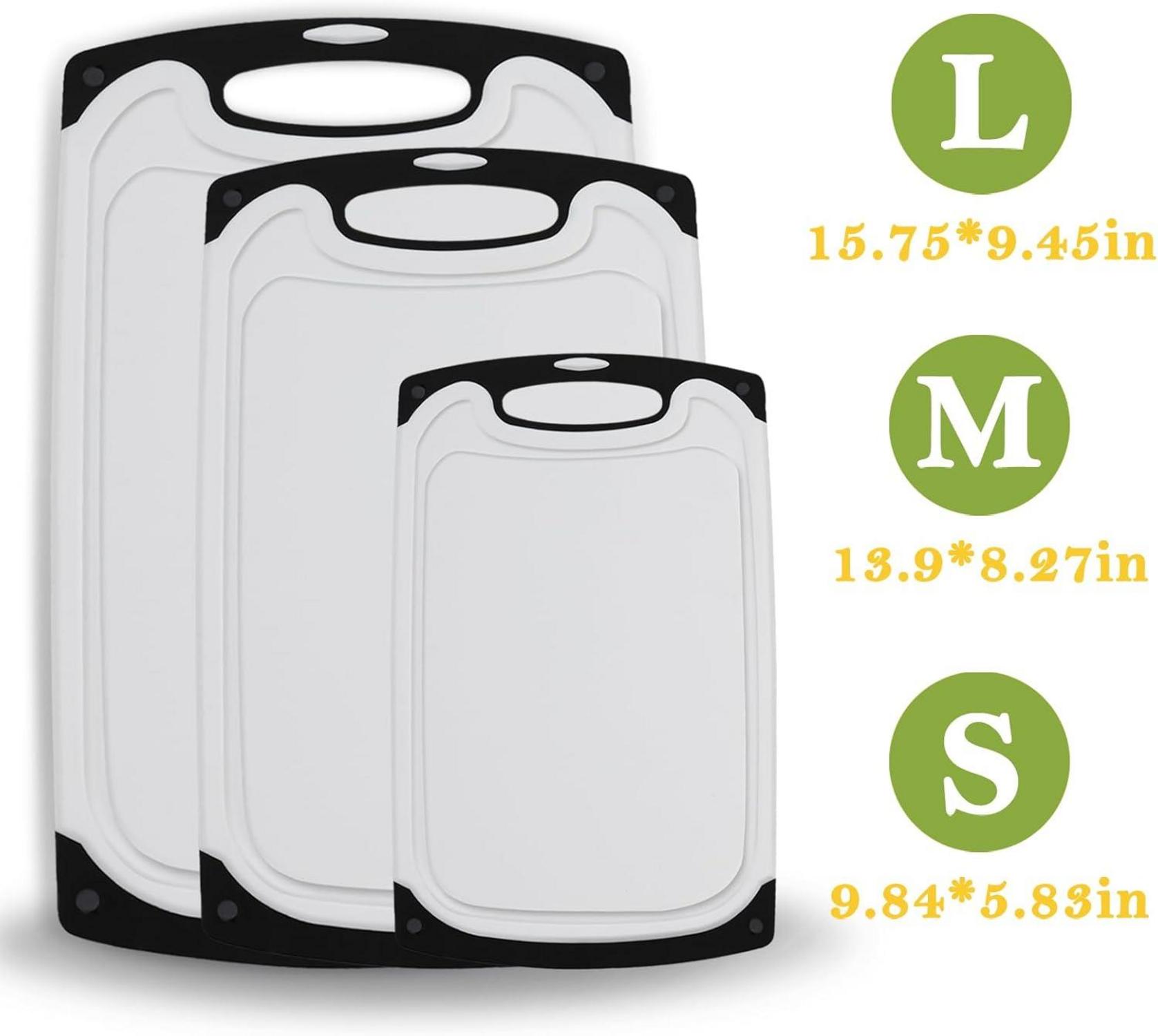 Schneidebrett 3er-Set mit 4 Flexiblen Schneidebrett und 4 Haken