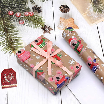 12m Recycling Weihnachtsgeschenkpapier Koalabär Design