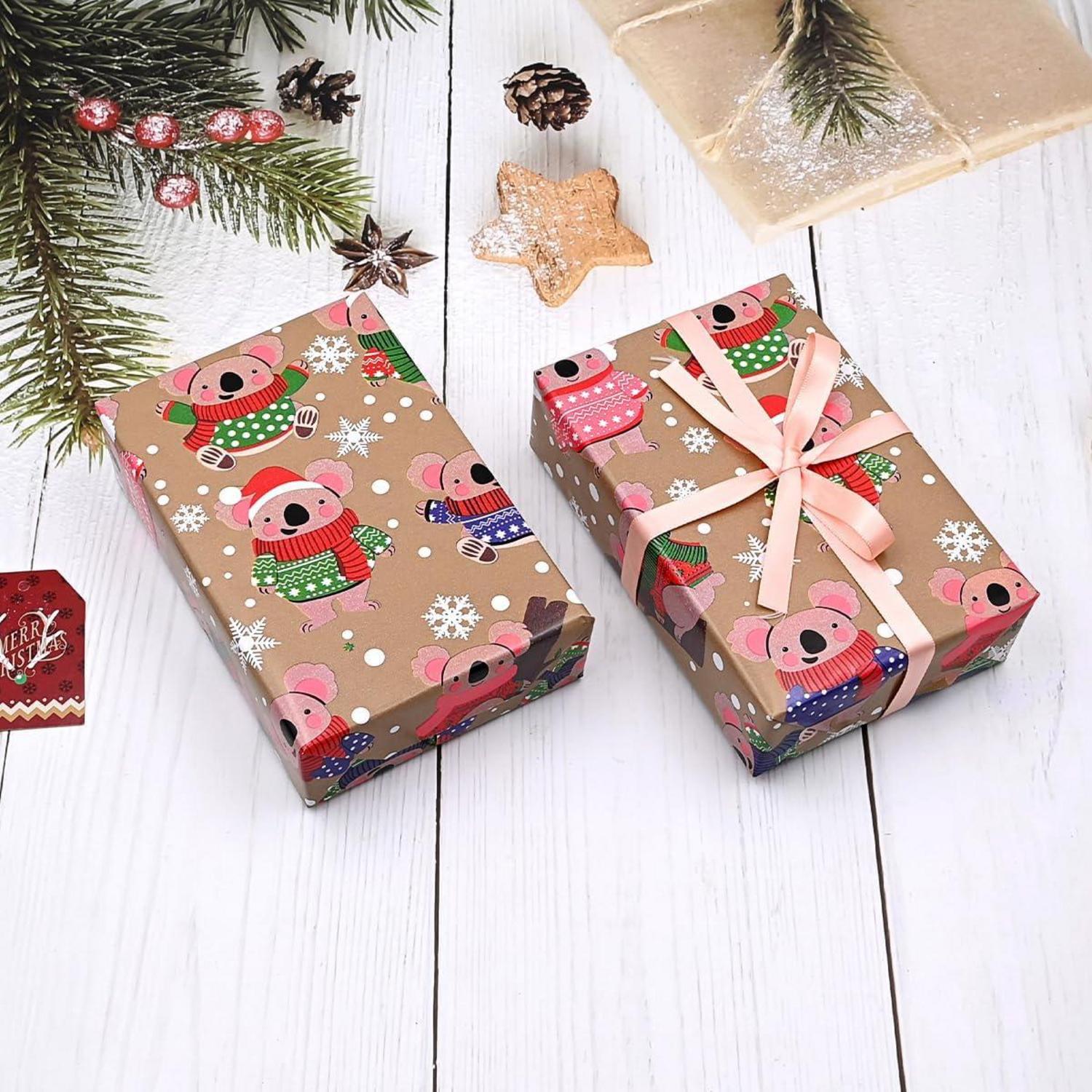 12m Weihnachtsgeschenkpapierrolle, recycelbar, festliches Design