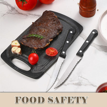 Frühstücksbrettchen Set 6er Steakmesser 25x15cm Dunkelgrau BPA frei