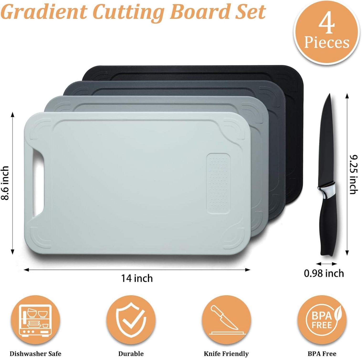 Kunststoff Schneidebrett Set mit Messer und DIY-Aufkleber