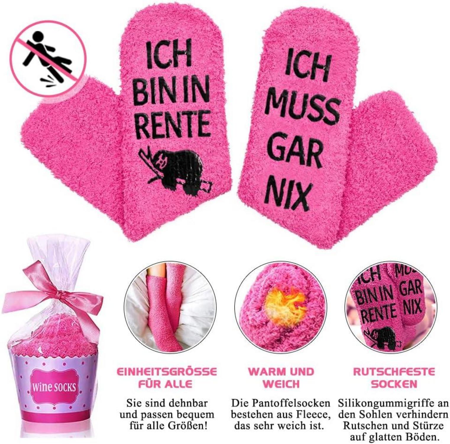 Ruhestand Geschenk Renteneintritt Lustige Socken Frauen Kuschelsocken