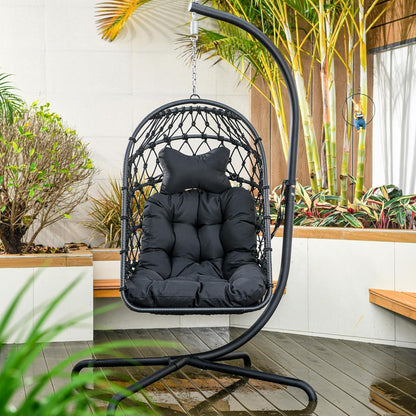 Hängesessel Polyrattan Outdoor Indoor mit Gestell & Kissen