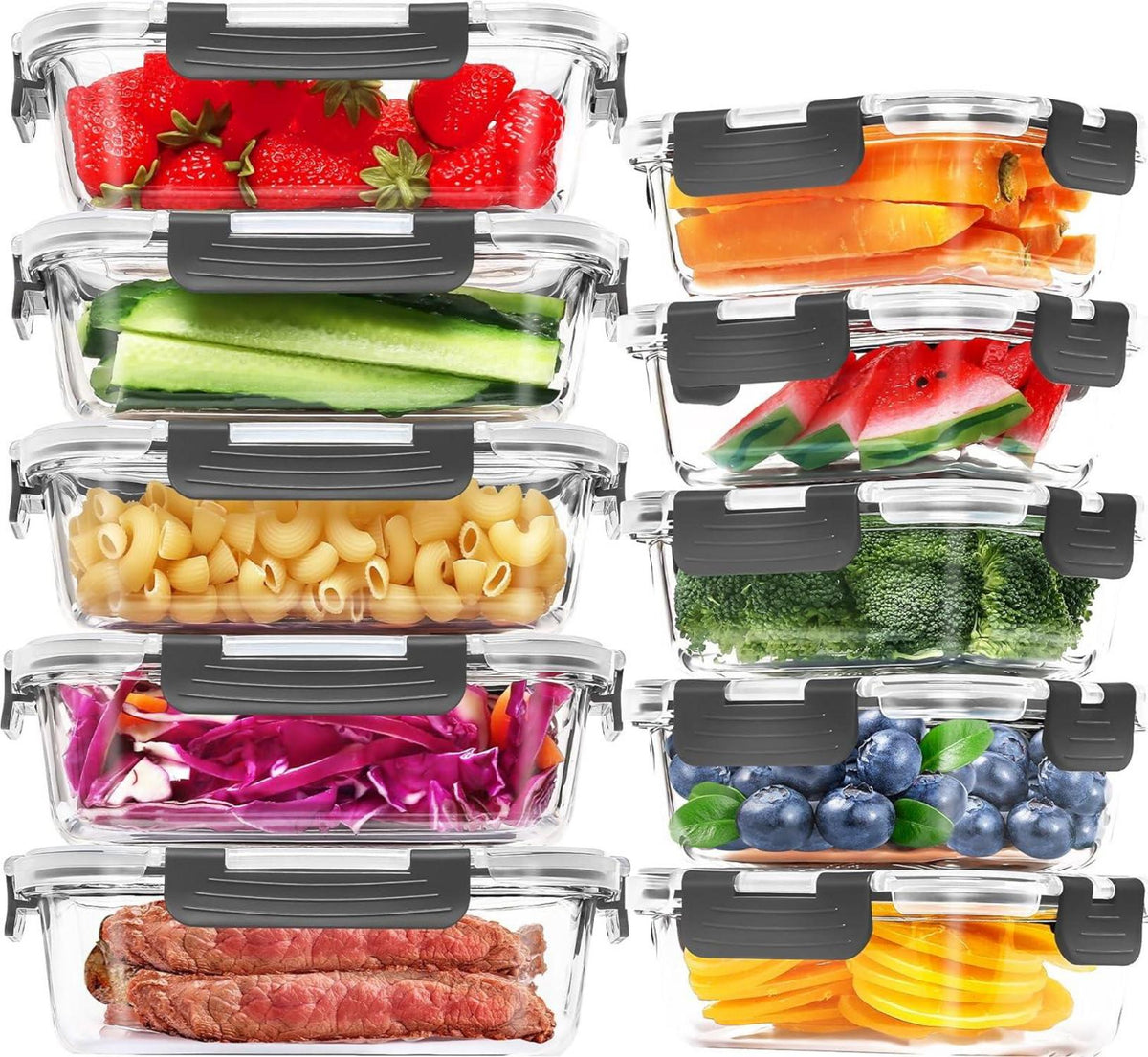 Glas Frischhaltedosen Set 10er Pack Luftdicht Stapelbar BPA-frei