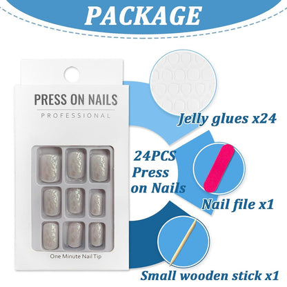 24er Set Glitzer Pailletten Press on Nägel Künstliche Nägel Acryl French Nägel