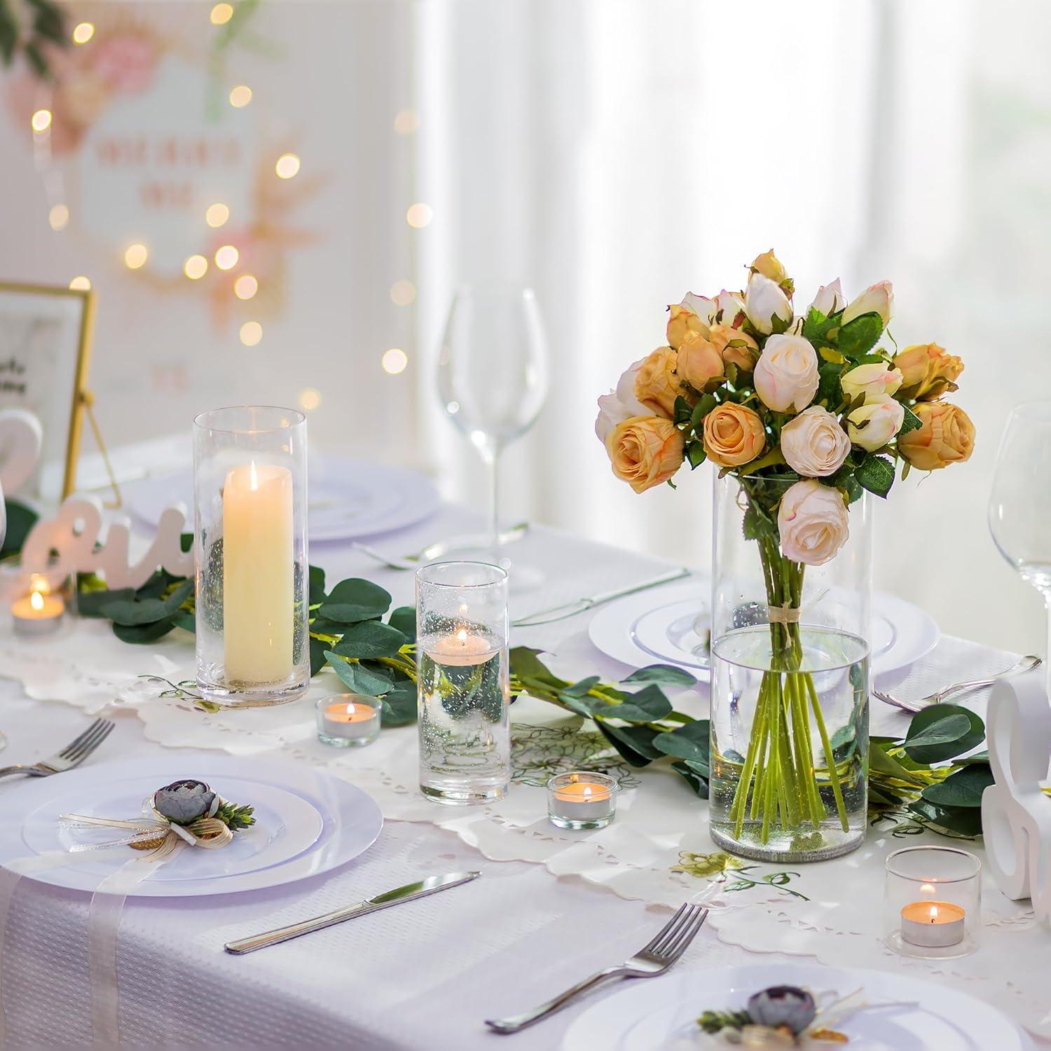 6er Set Kerzenständer Windlicht Glas Vintage groß für Tischdekoration