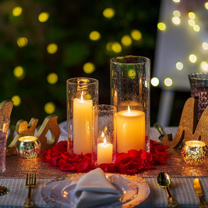 Kerzenständer Set, Windlicht Glas, Vintage Deko Vasen, Stumpenkerzenhalter