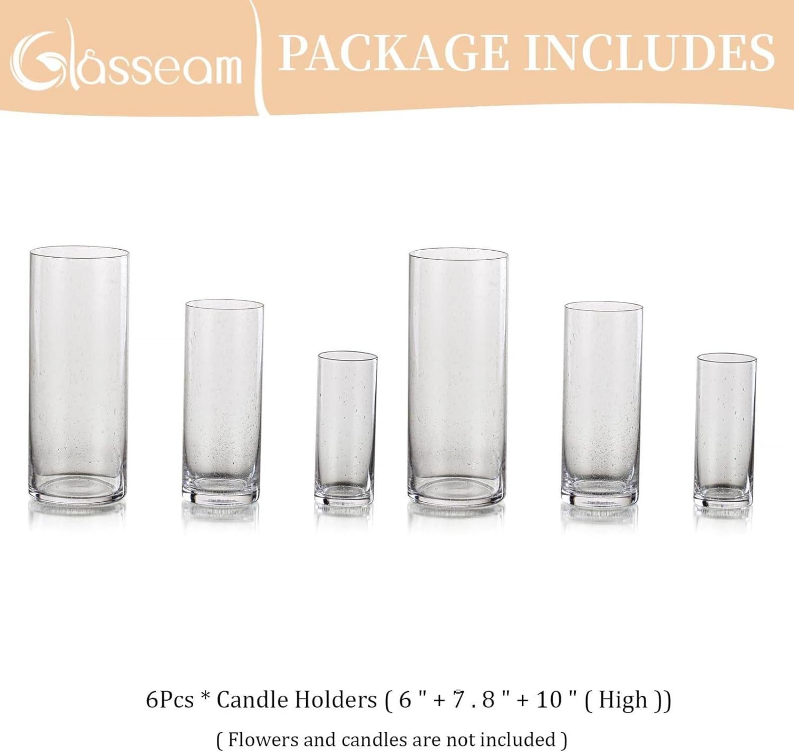 Kerzenständer Glas Windlicht Groß für Dekoration, 6er Set