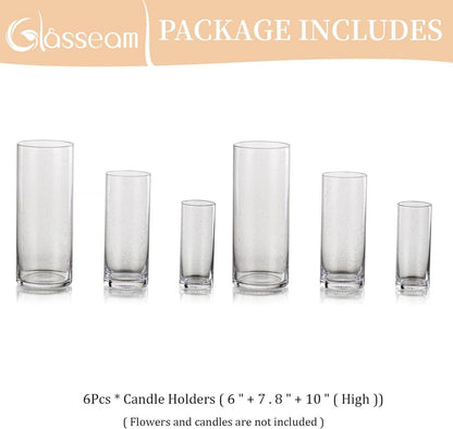 Kerzenständer Glas Windlicht Groß für Dekoration, 6er Set