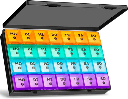 Tablettenbox Monat 28 Tage Pillendose 7 Fächer Vitamin-Organizer