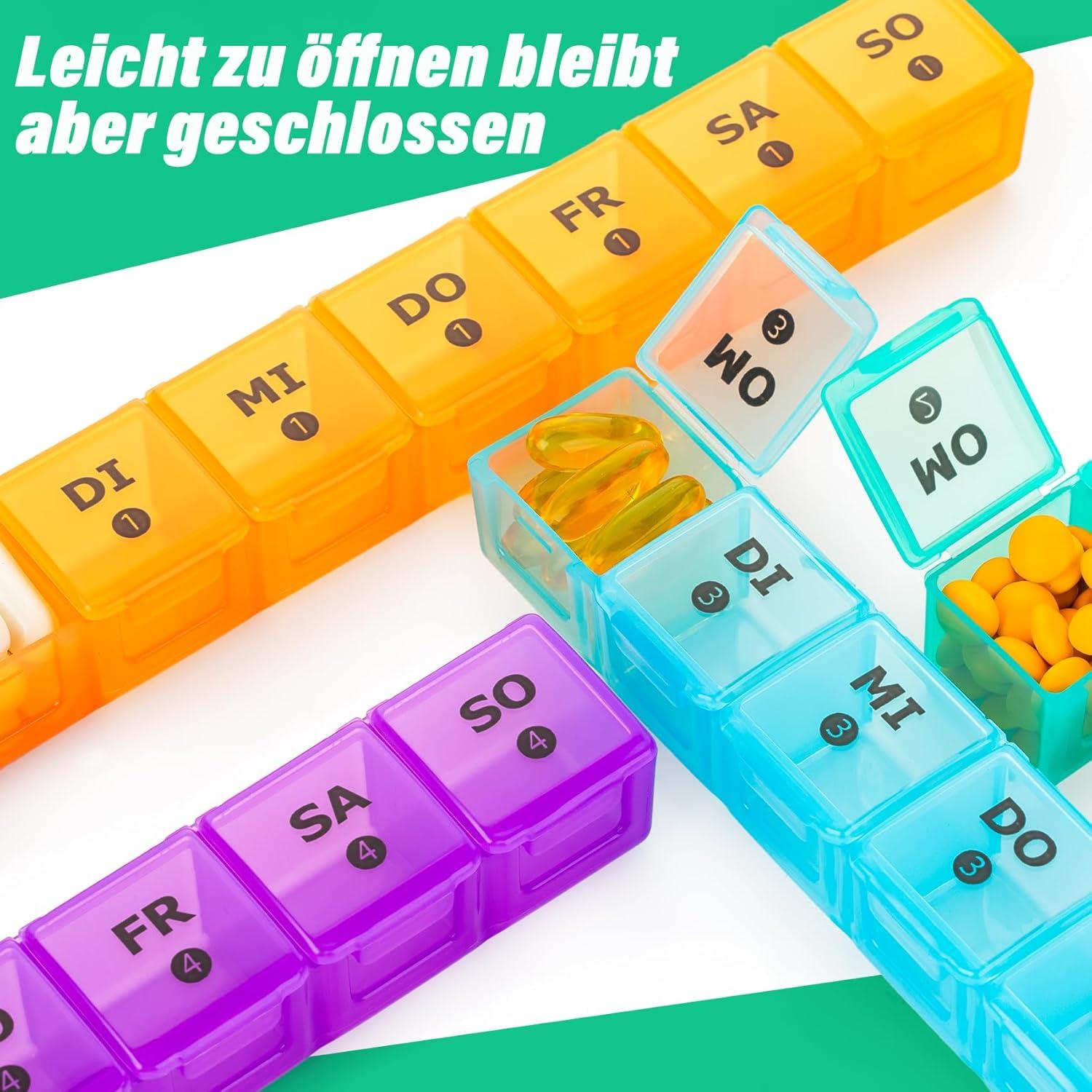 Tablettenbox 28 Tage Pillendose 7 Fächer Medikamentenbox Vitamin-Organizer
