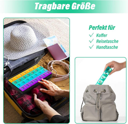 Medikamentenbox 28 Tage Pillendose 7 Fächer Wochen Vitamin Organizer