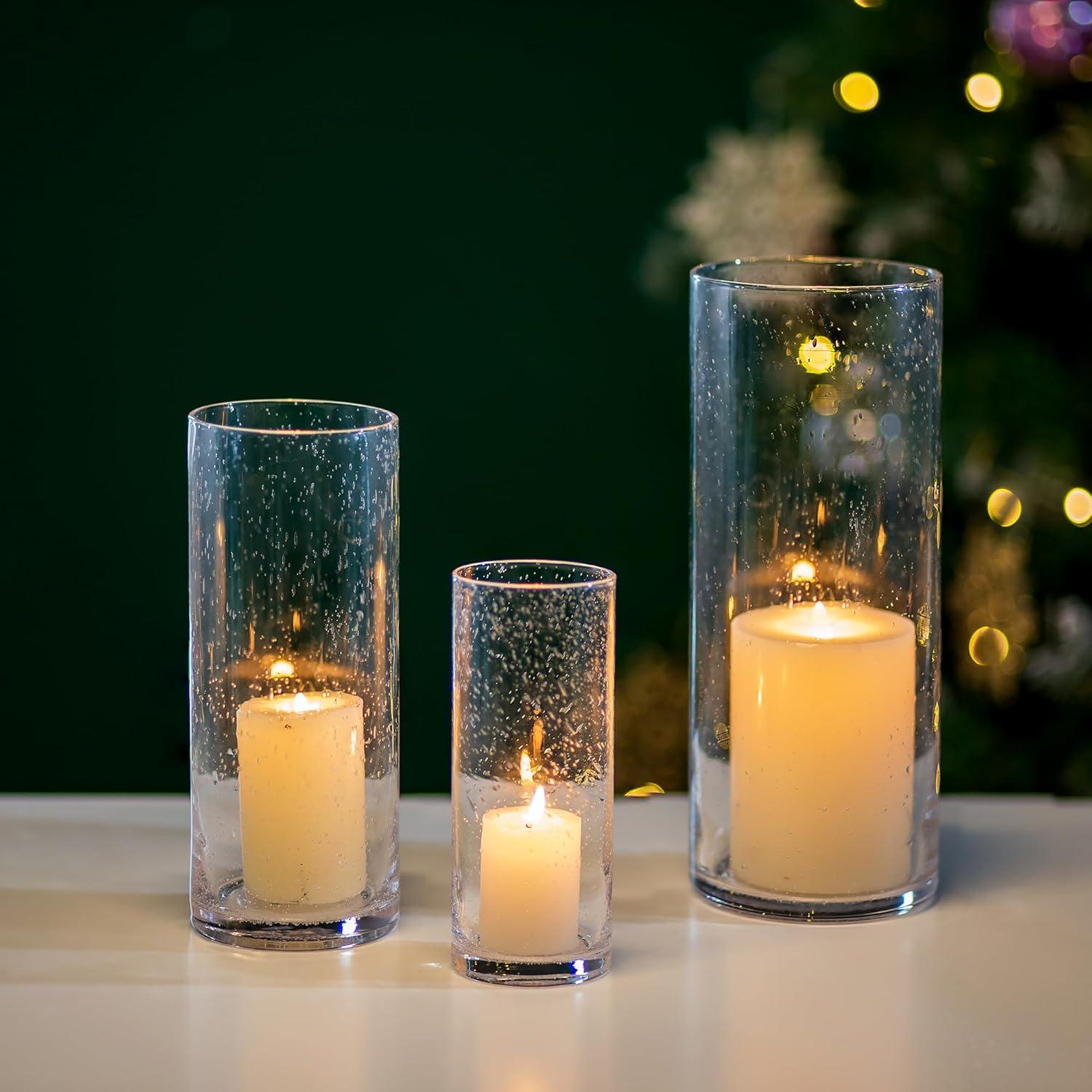 Kerzenständer Set Glas Vintage Windlicht 3er Stumpenkerzen