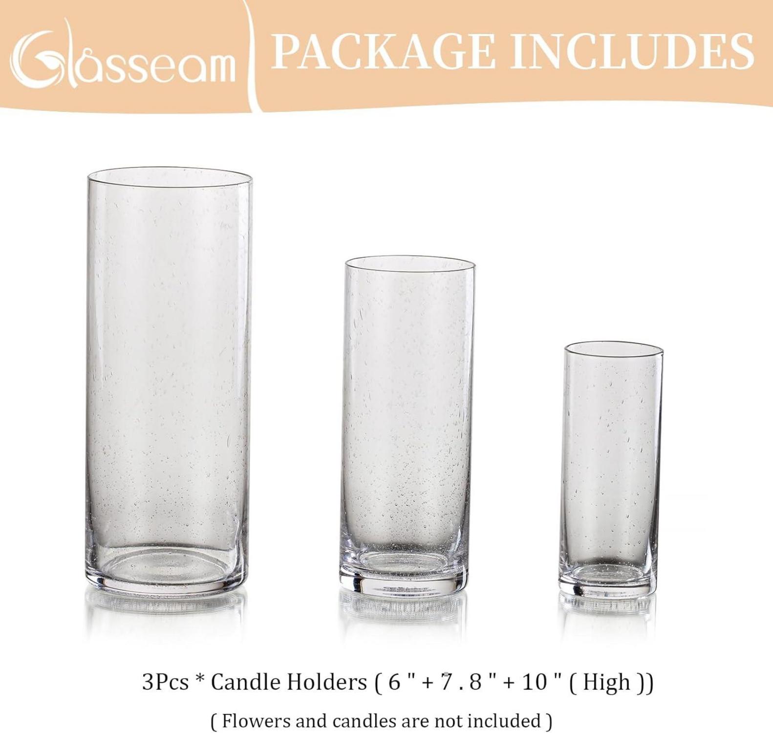Glasseam Klar Groß Windlicht Set 3er Kerzenständer Deko Esstisch