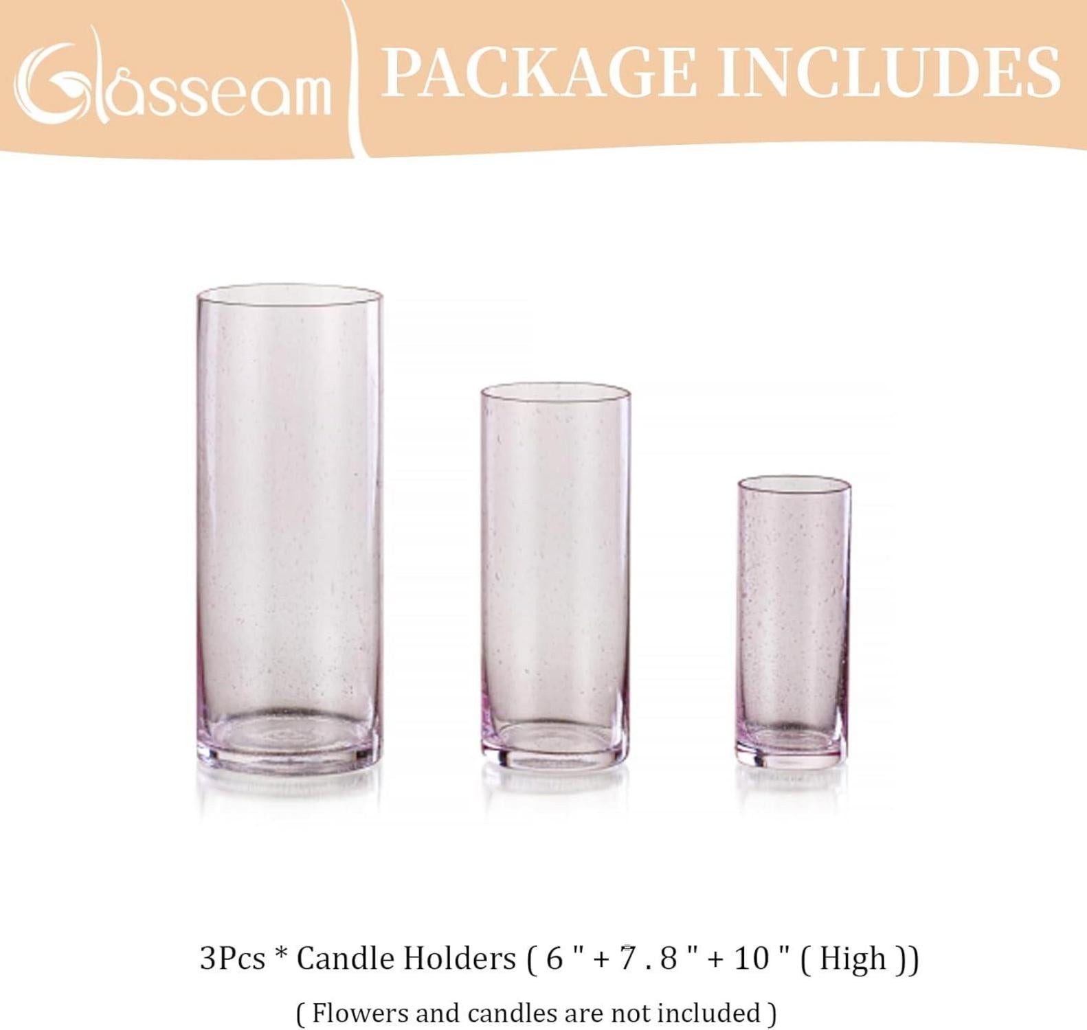 Kerzenständer Glas Blau 3er Set für Hochzeit Deko & Weihnachten