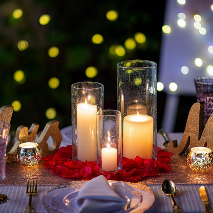 Windlicht Set Glas Kerzenhalter Vintage für Tischdeko Weihnachten 3er Set