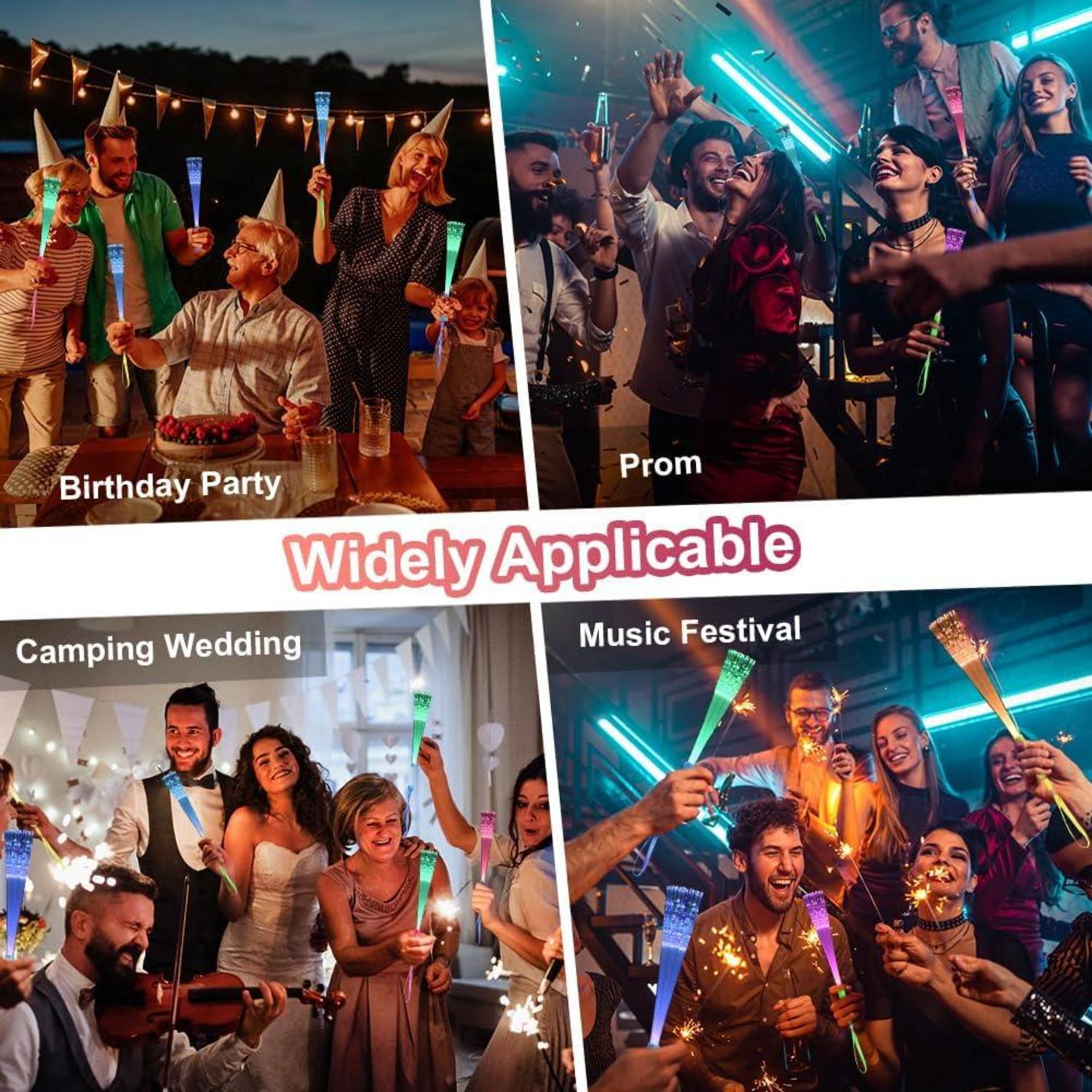 Ainiv 12 Stück Leuchtstab Glasfaser Blinkend LED Partyzubehör Glow in The Darkness Stick Kinder Halloween Weihnachten Party Konzert Hochzeit 12