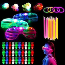 69-teiliges Neon Party Set inkl. Knicklichter, LED Blinkende