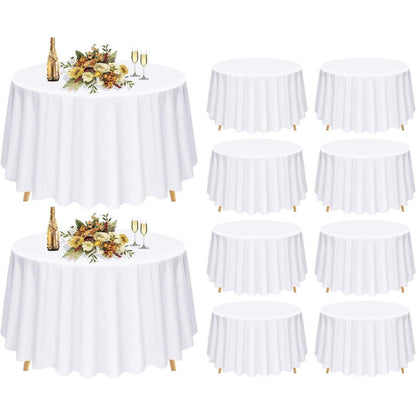 10er-Pack Runde Tischdecken 305cm Weiß – Waschbar & Vielseitig