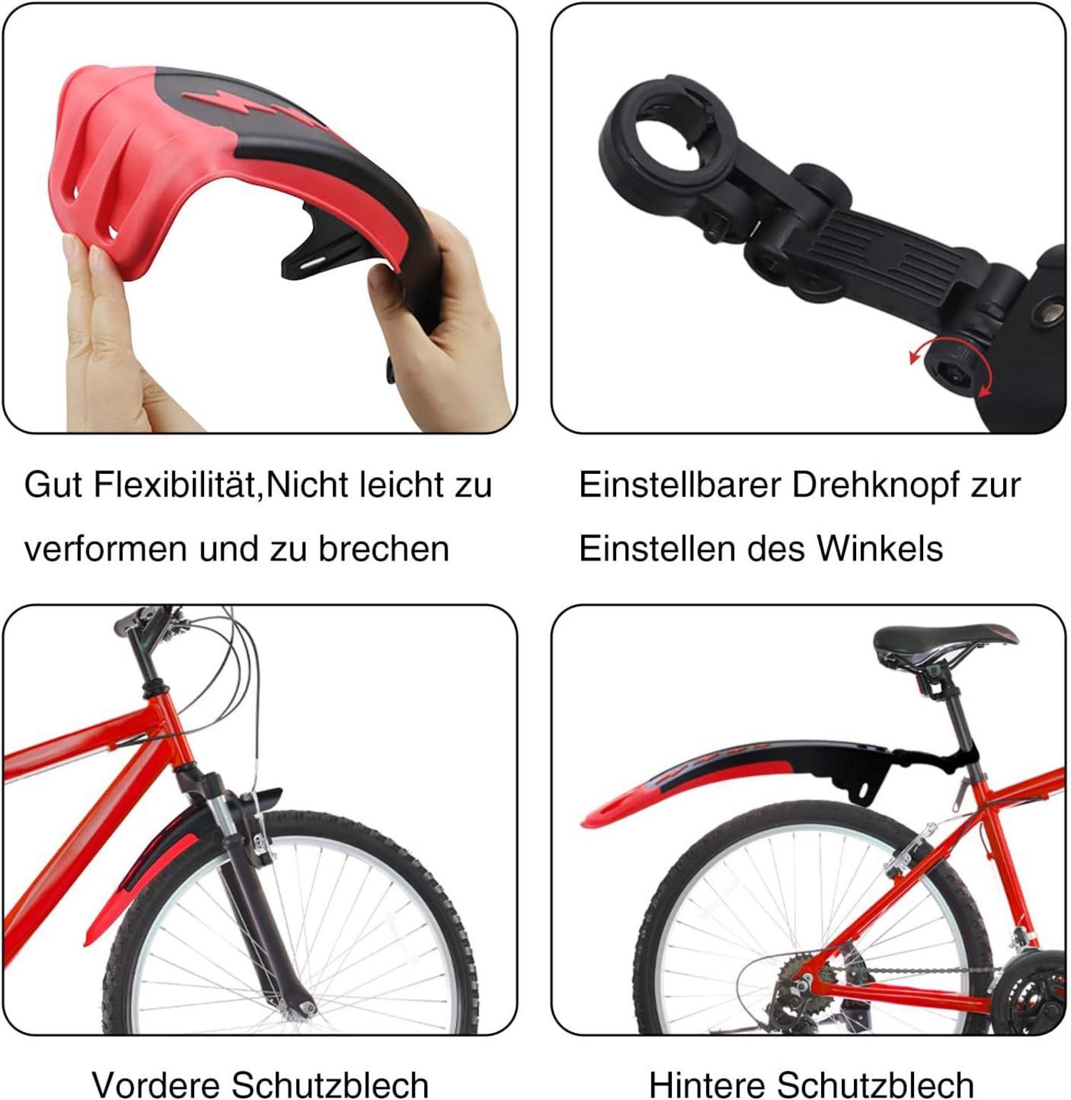 Fahrrad Schutzblech Set Universal Bike Fender 24-29 Zoll MTB Road Mountain Schwarz Rot