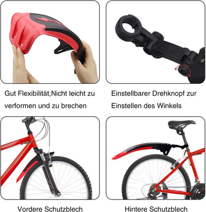 Fahrrad Schutzblech Set Universal Bike Fender 24-29 Zoll MTB Road Mountain Schwarz Rot