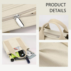 Canvas Handtasche Damen Umhängetasche mit Reißverschluss für Alltag & Reisen