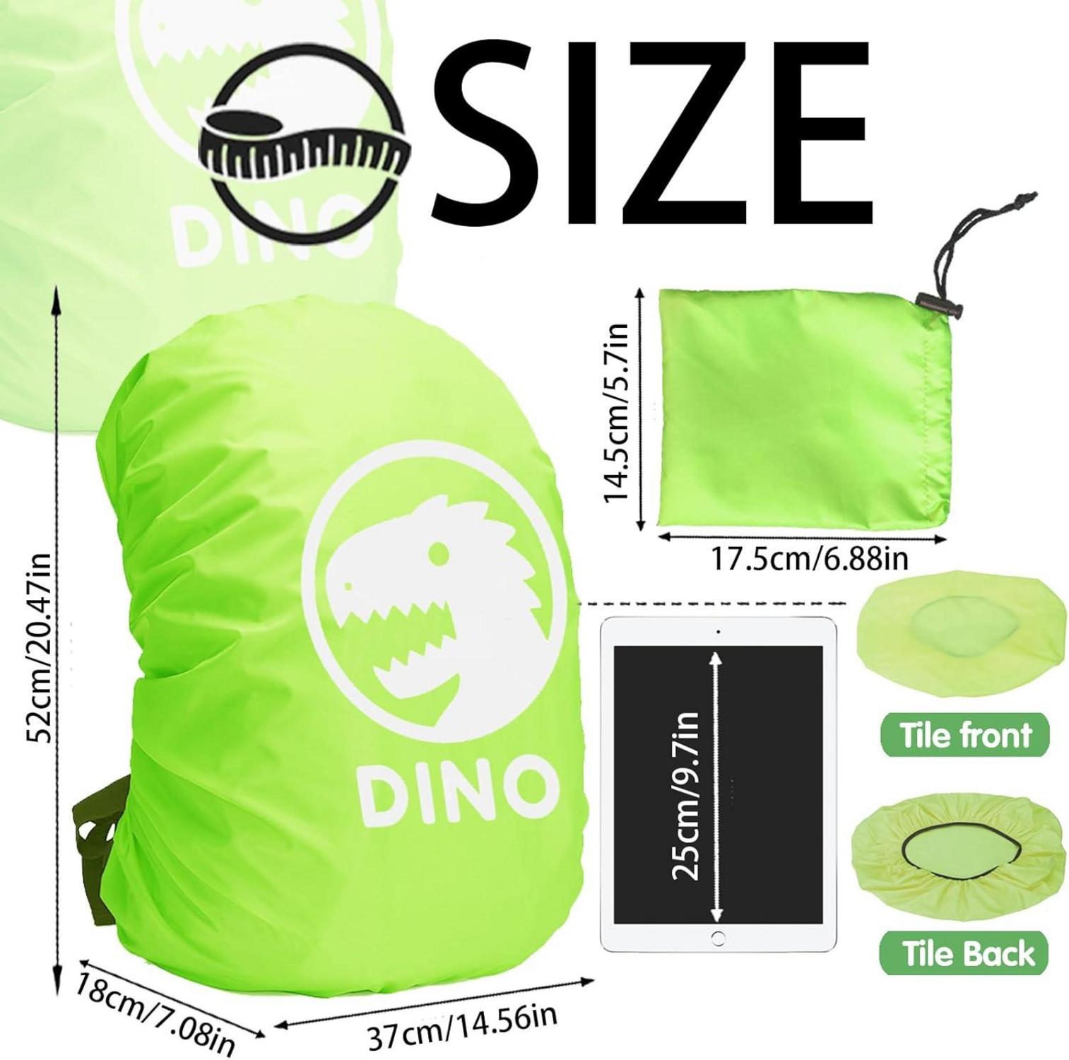 Regenschutz Schulranzen 30-40L Dinosaurier Reflektorstreifen