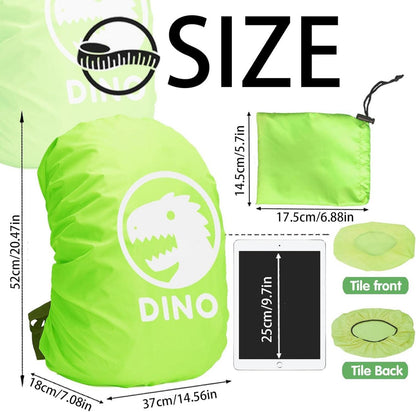Regenschutz Schulranzen 30-40L Dinosaurier Reflektorstreifen