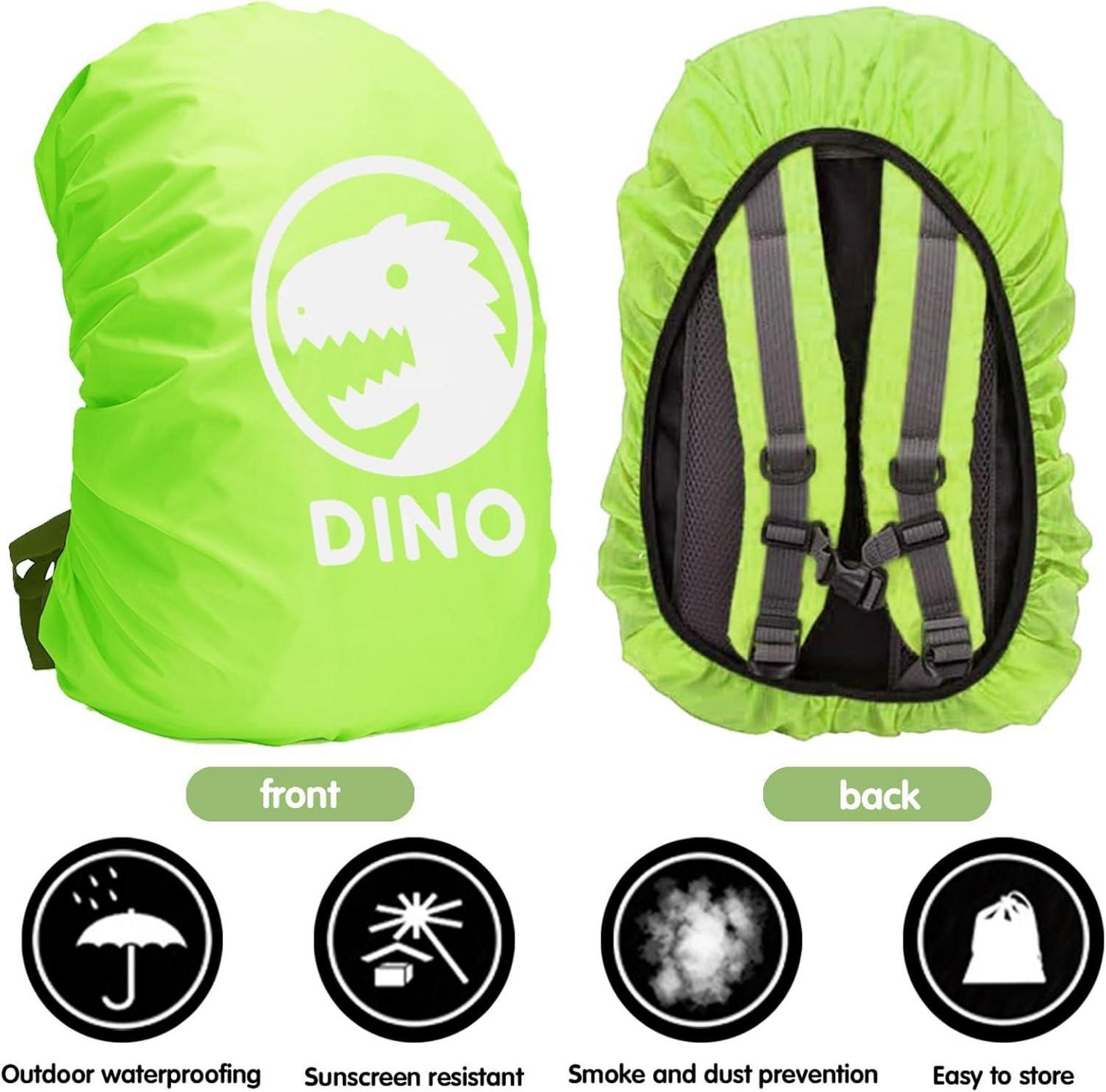 Regenschutz für Rucksack Schulranzen 30-40L Grün mit Reflektorstreifen Kinder Outdoor-Nacht-Wandern