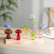 Deko Glasvase Pilzform 5er Set bunte Blumenvase - Modern