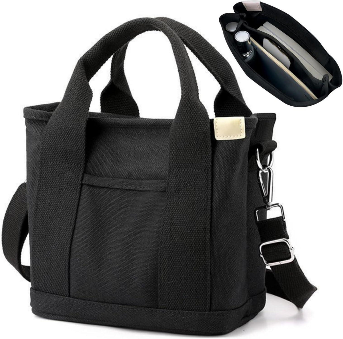 Canvas Handtasche Damen Umhängetasche mit Reißverschluss