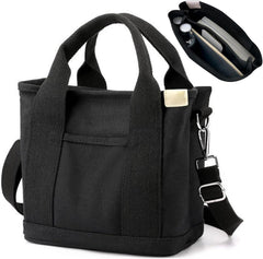 Canvas Handtasche Damen Umhängetasche mit Reißverschluss