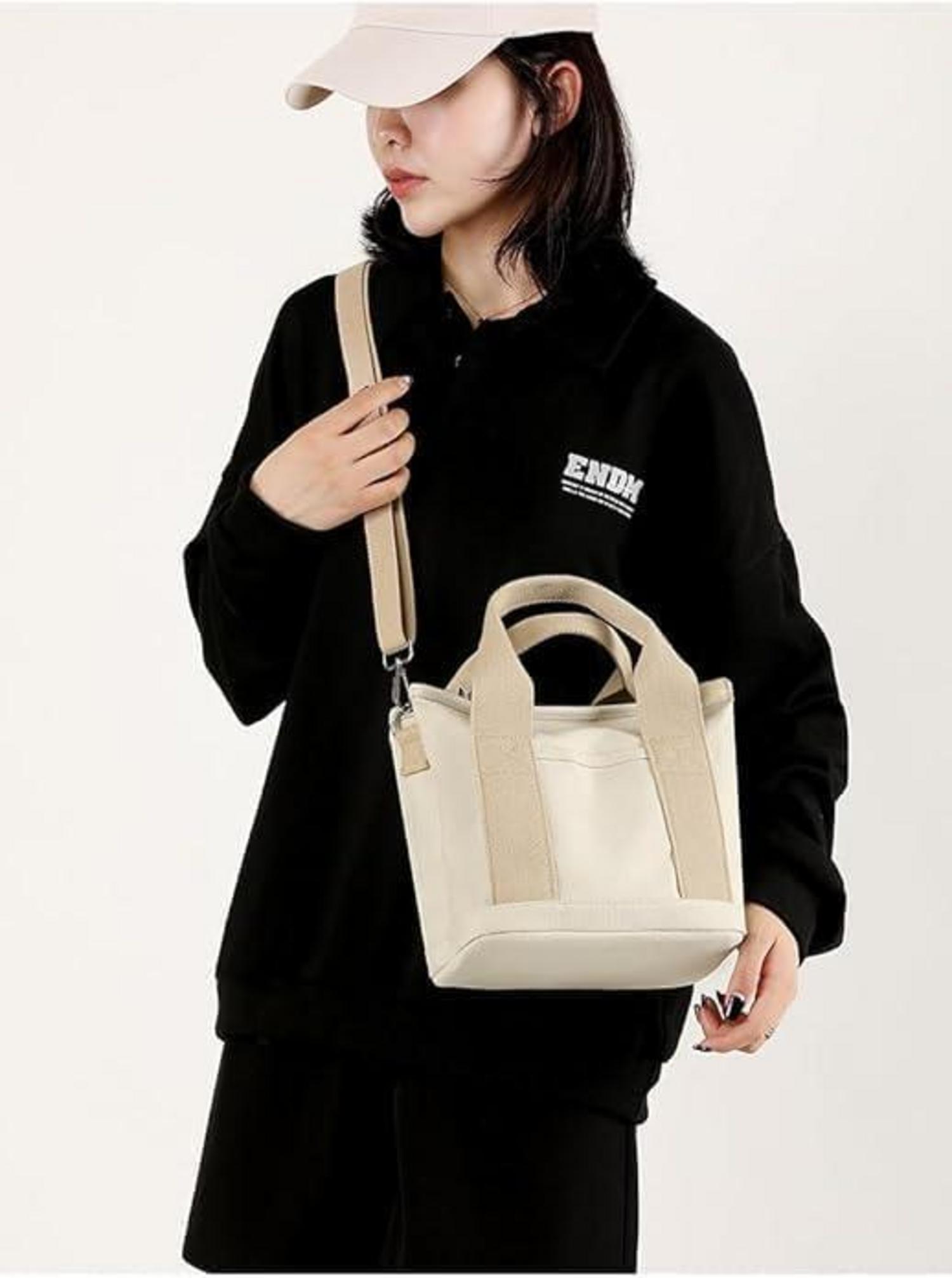 Canvas Handtasche Damen Umhängetasche Schultertasche Reißverschluss