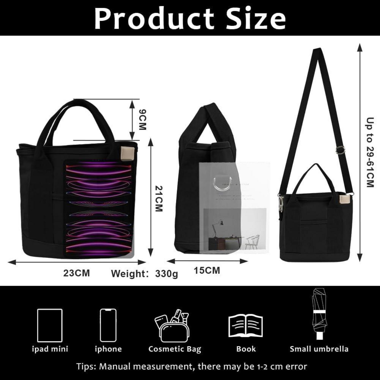 Canvas Handtasche Damen Umhängetasche Shopper Reißverschluss Kaufland