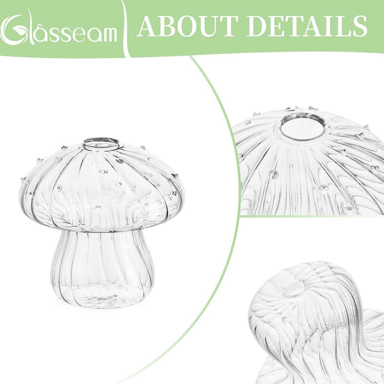 Pilz Vasen Set Glas Klar 5er Mini Blumenvasen Deko Tisch