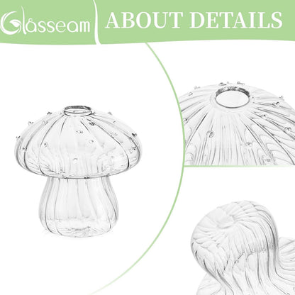 Mini Pilz Vasen Set Glas Klar 10er Blumen Deko Tischdeko