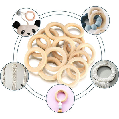 40 Holzringe 45mm Natur – Makramee, Schmuck & Deko