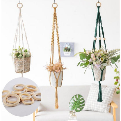40 Holzringe 45mm Natur – Makramee, Schmuck & Deko