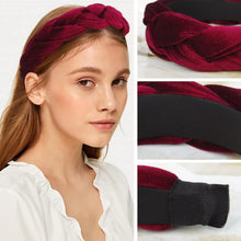 Geflochtenes Samt-Stirnband Haarreif Elastisch - Burgundy