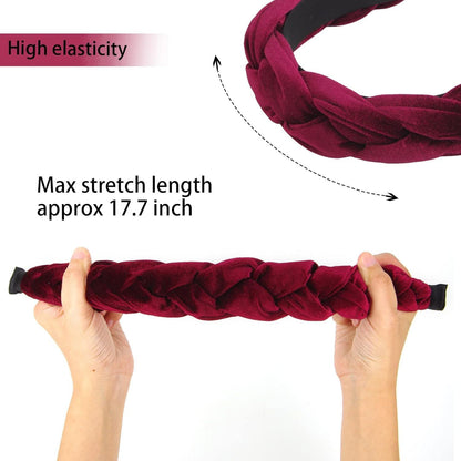 Geflochtenes Samt Stirnband elastisch Haarband Haarreif Cross Design