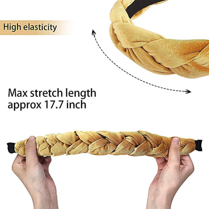 Geflochtene Samt Stirnbänder Elastische Haarbänder 1 Pc Gold