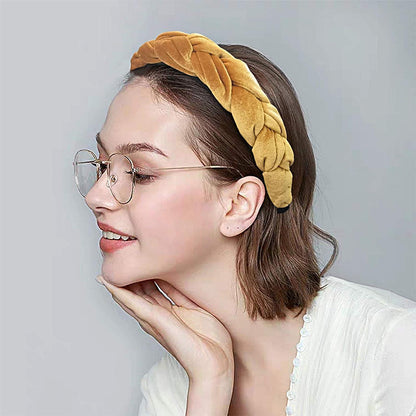 DRESHOW Damen Samt Stirnband Haarreif Elastisch Criss Cross Gold