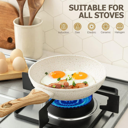 Pfanne mit Deckel 30 cm Induktion Stein antihaftbeschichtet